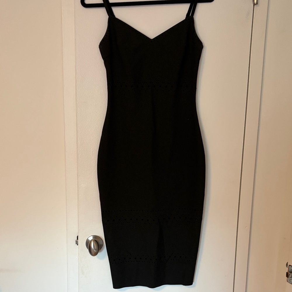 Elizabeth and James Black Midi Bodycon Dress